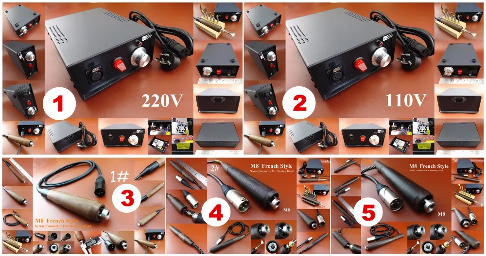

5 Kind 220/110V Leather Craft Electric Creasing Edging Machine & Wood Handle Tool Set - Edger Creaser Sewing Carving Stamping