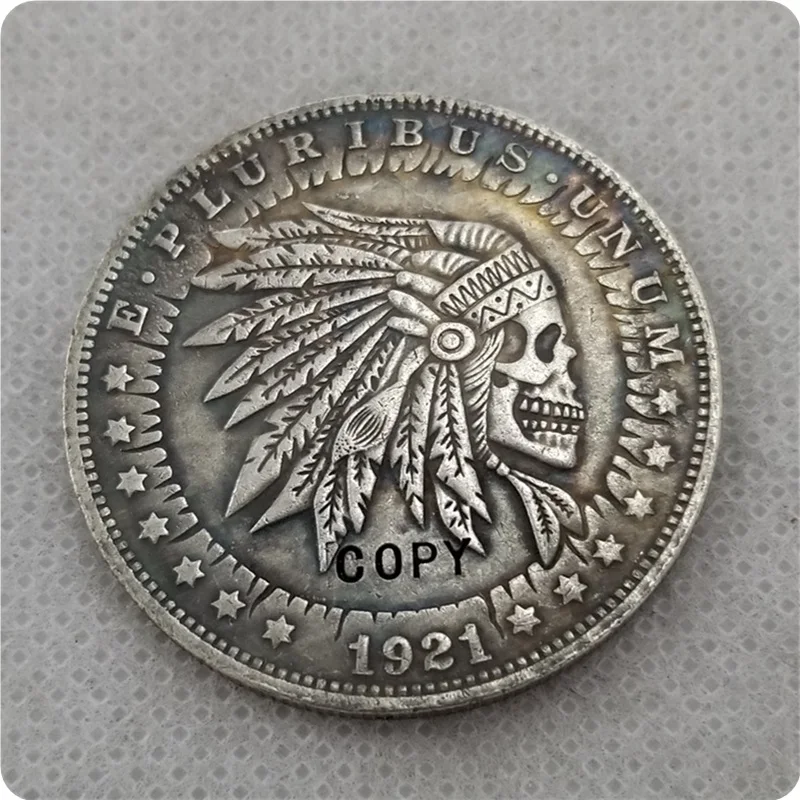 

US Hobo 1921 Morgan Dollar skull zombie skeleton Creative Coin Pressed Copy Coins