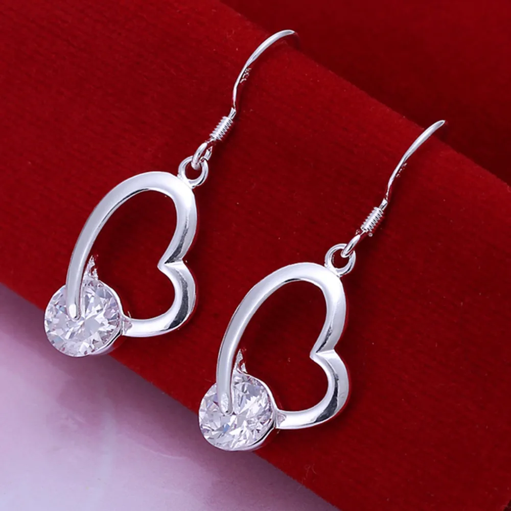 Earrings Fashion Jewelry Heart Shaped with Rhinestone Drop Dangle