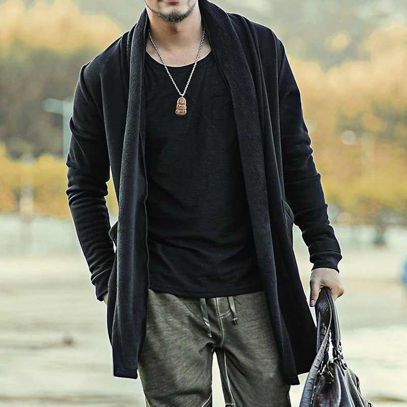

Oversized Large Size Men's Plus Velvet Cotton Cardigan Without Buckle Open Chest and Fat Black Casual Hoodies Coat 2XL-8XL