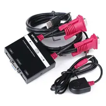 2 Port VGA USB Manual KVM Switch with Remote Extension Switcher Key Press Panel Built-in Cables 1 K&M Combo Operates 2 Computers