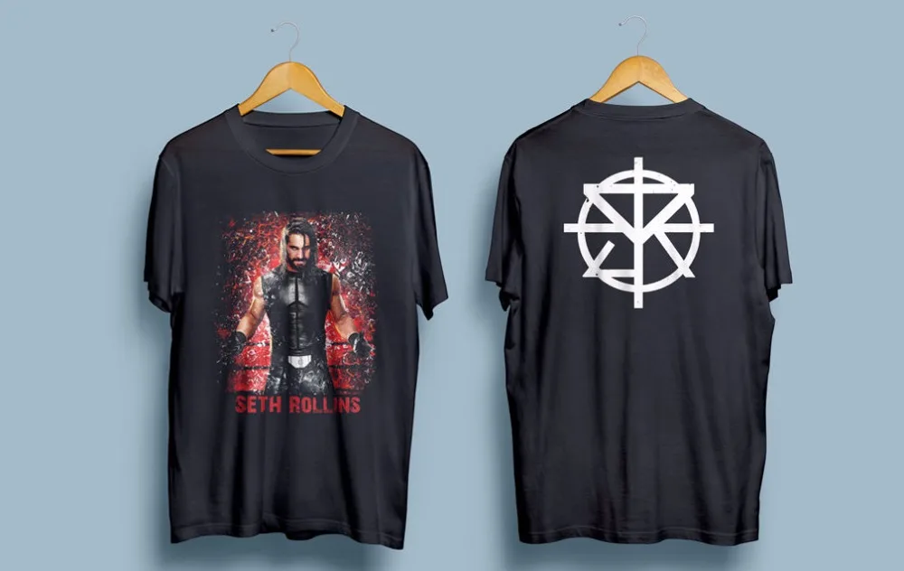 جديد 2018 أزياء تي شيرت الرقبة الطاقم المصارعة سيث رولنز إعادة تصميم الطباعة قصيرة تي شيرت للرجال جديد 2018 أزياء تي شيرت الرقبة الطاقم المصارعة سيث رولنز إعادة تصميم الطباعة قصيرة تي شيرت للرجال