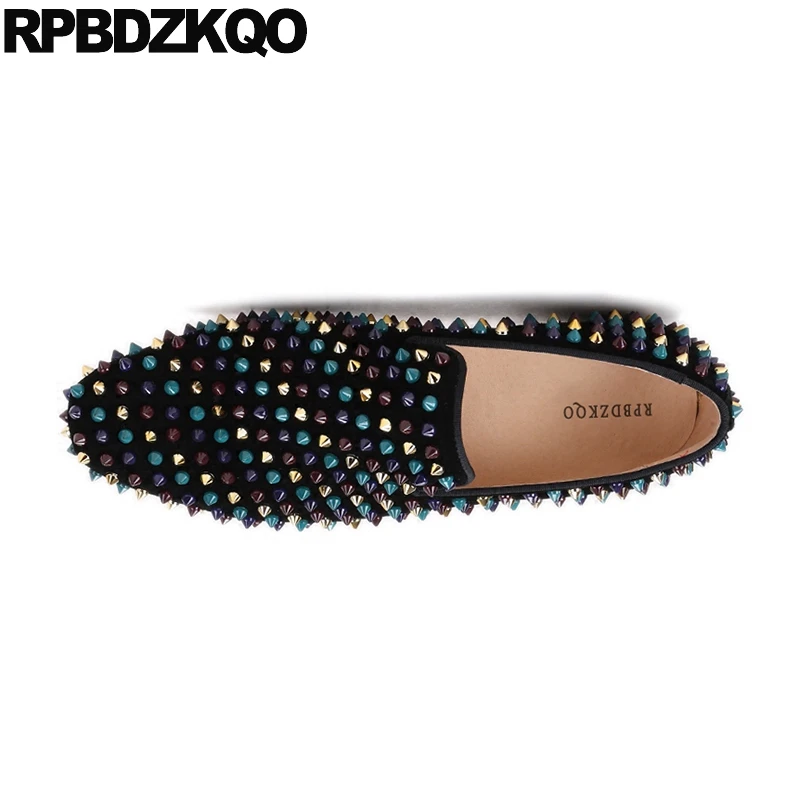 Nubuck Marca Remache Square Más Negro 47 2018 Partido Spike 46 Tamaño Stud Cuero Genuino Toe Hombres Runway Zapatos Gamuza Mocasines Real 8tT7OWT6B