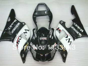 

7Gifts+ WEST Black white fairings for YAMAHA YZF R1 98 99 YZF-R1 98-99 YZF1000 R1 98 99 YZF R1 1998 1999 hi-quality ABS Body 9FF