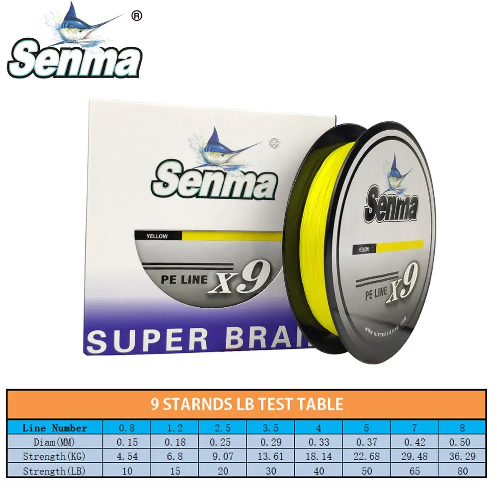 

Senma Multi Color 9X 100M 150M Braided Fishing Line PE Fishing Line 9 Strands 20-120LB Multifilament Slim Fishing Line Smooth