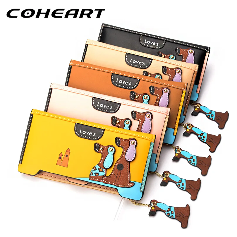 Женский кошелек COHEART милый с рисунком щенка Длинный для банковских карт карман