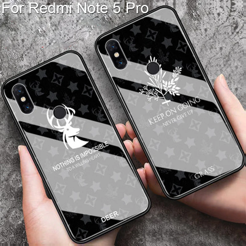 Чехол для Xiaomi Redmi Note 5 Pro с рисунком оленя травы из закаленного стекла, силиконовый Жесткий Чехол для задней крышки, чехол для RedmiNote5 Pro