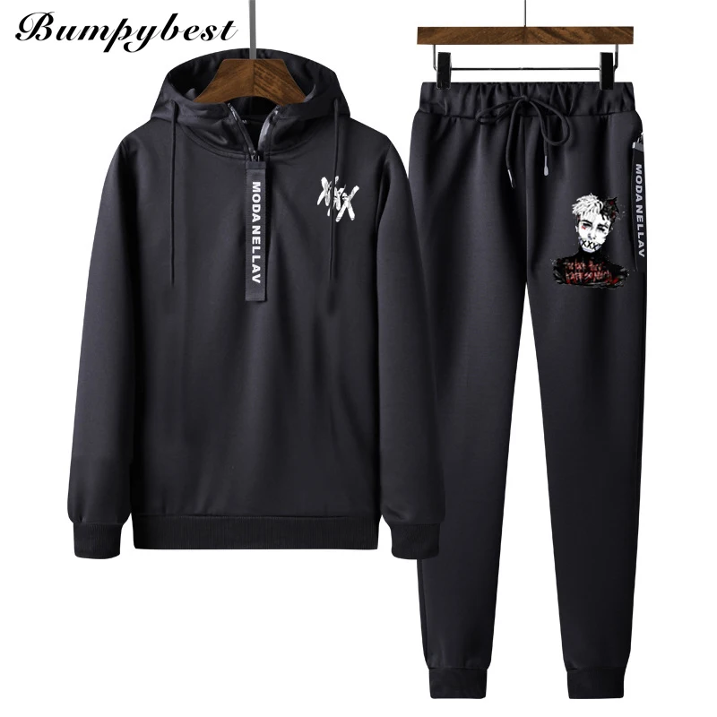 

Bumpybeast Autumn winter XXXTentacion Hoodies+Pant Set 2018 Casual Men Sporting Suit Men's Tracksuit Sweatshirt Male Two Pieces