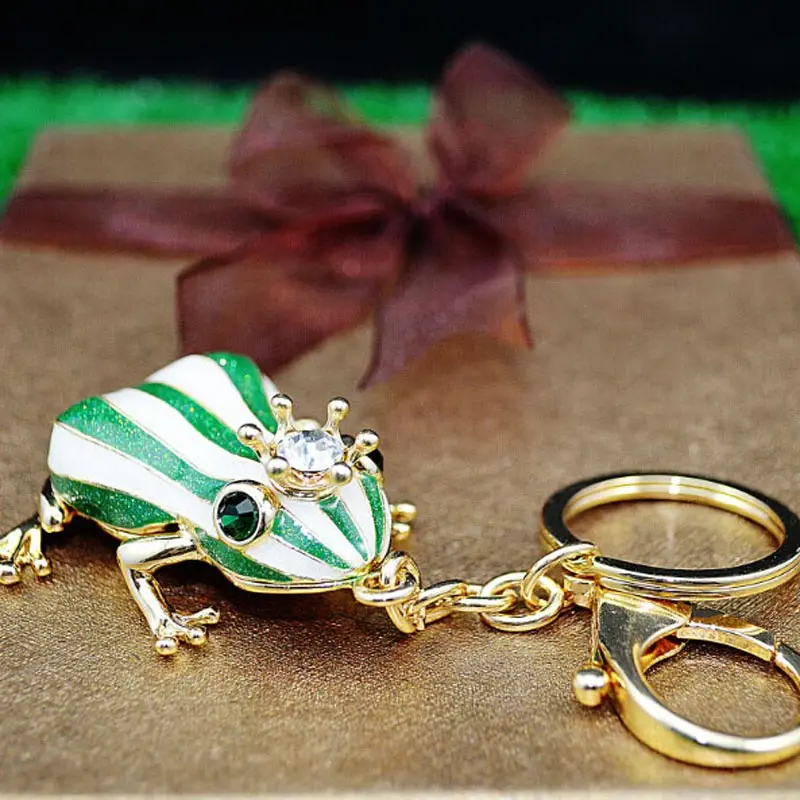 Frog Keychain New Arrival Creative Cute Striped Green Frog Keychain