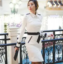 Double breasted trench coat women long-sleeve medium-long coats female trench coats 2017 new autumn fashion slim white black