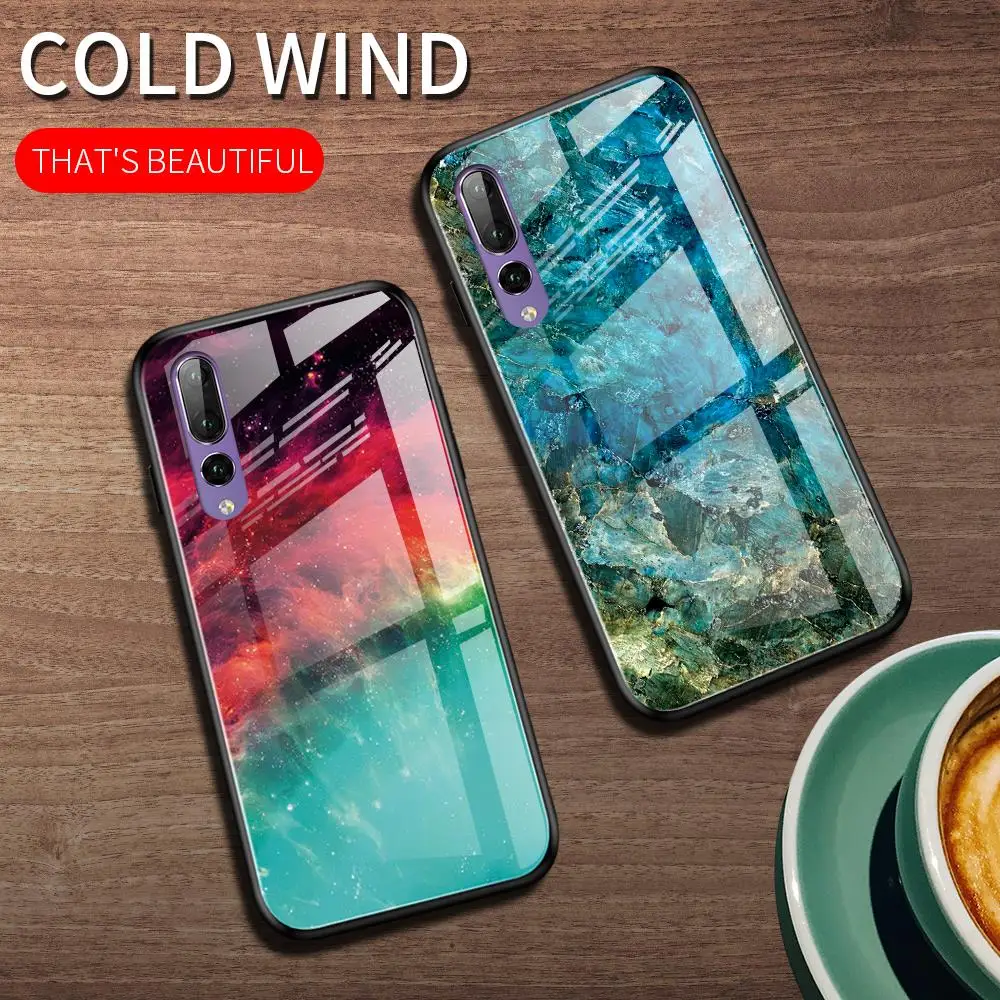 Чехол для Huawei P20 Pro роскошный защитный чехол из твердого закаленного стекла с