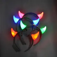 Вечерние светящиеся рожки в виде быка на Хэллоуин, головной убор, светодиодный светильник, детские игрушки, украшения