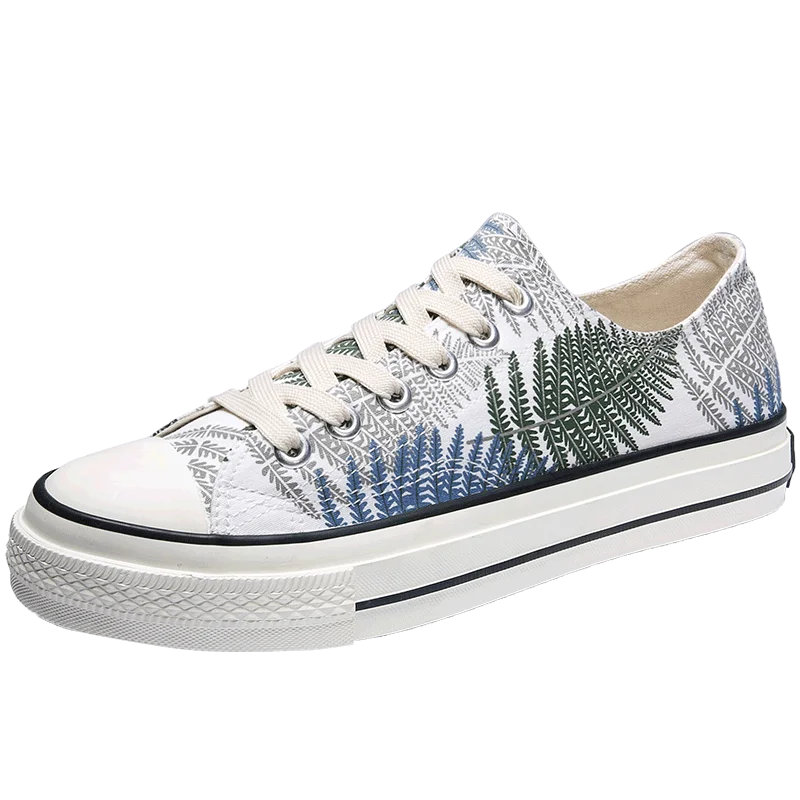 

2019 Summer New Men Sneakers Lace-up Flat Casual Shoes Breathable Low-top Men's Shoes Fashion Graffiti Men's Shoes
