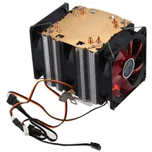 LANSHUO из чистой меди 4 тепловые трубки для 1366 1155 775 Intel/AMD Многоплатформенный процессор радиатор 3 провода с светильник три вентилятора(черный
