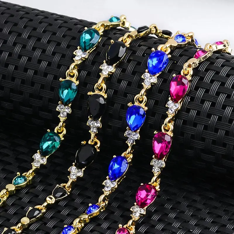 SHUANGR, Роскошные браслеты с кристаллами для женщин, женский браслет-цепочка, сияющий AAA кубический циркон, капля воды, браслет, ювелирное изделие