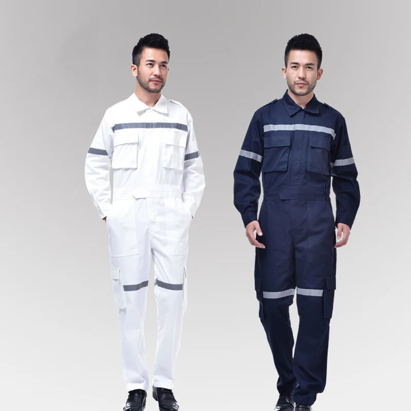 

Men Women Uniform Long Sleeved Cotton Overalls Reflective Protective Coveralls Work Clothes Labor Suit for Repairman Engineer