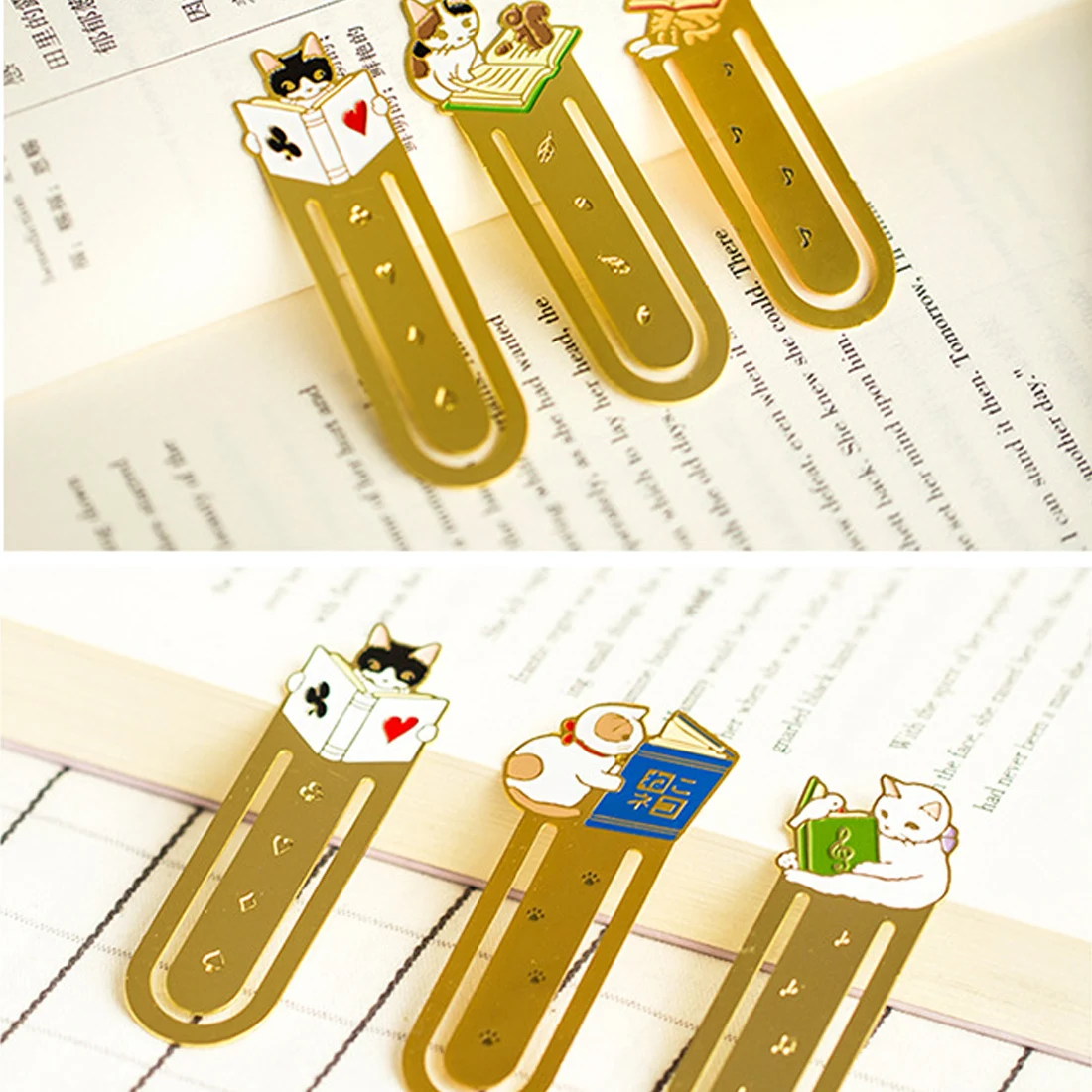 

FangNymph Cute Cat Metal Hollow Bookmark Clip Page Bookmarks Cartoon Pottering Cat Book Mark Tool School Office Supplies