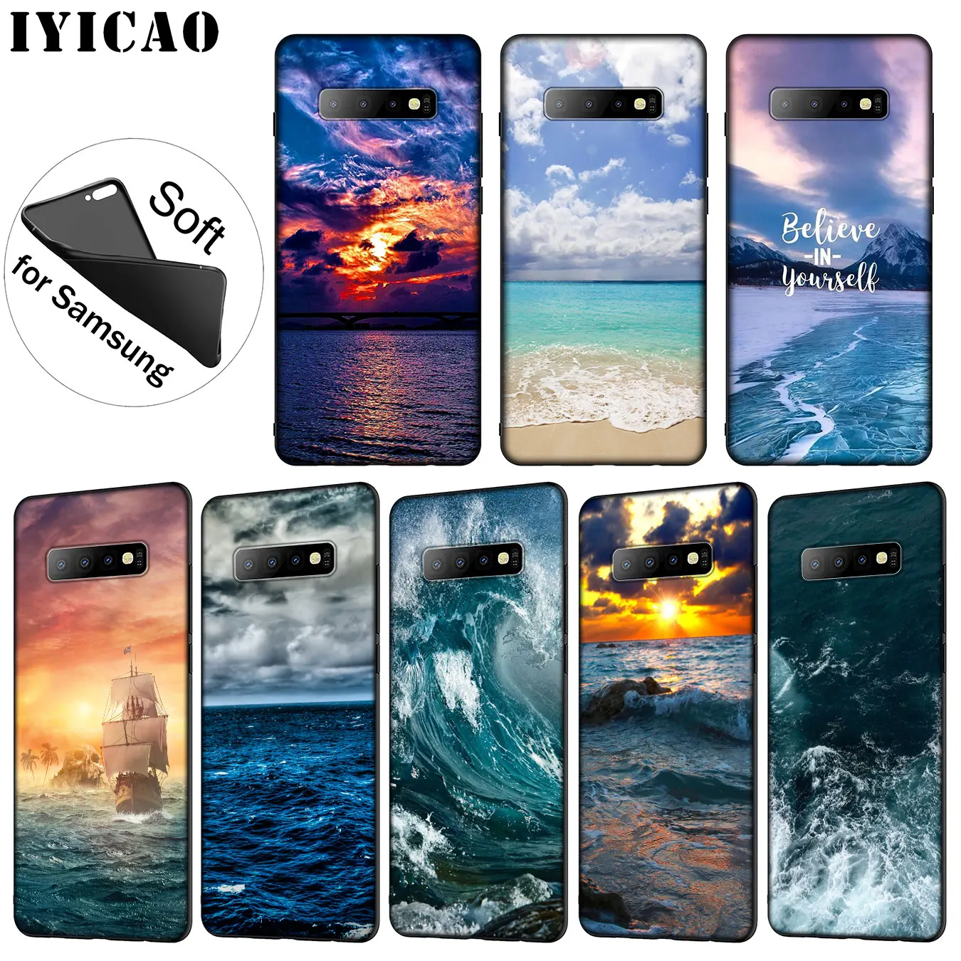 IYICAO Sea Beach spray Soft Silicone Phone Case for Samsung Galaxy S20 Ultra S10 Lite S9 S8 Plus S6 S7 Edge S10e Cover |