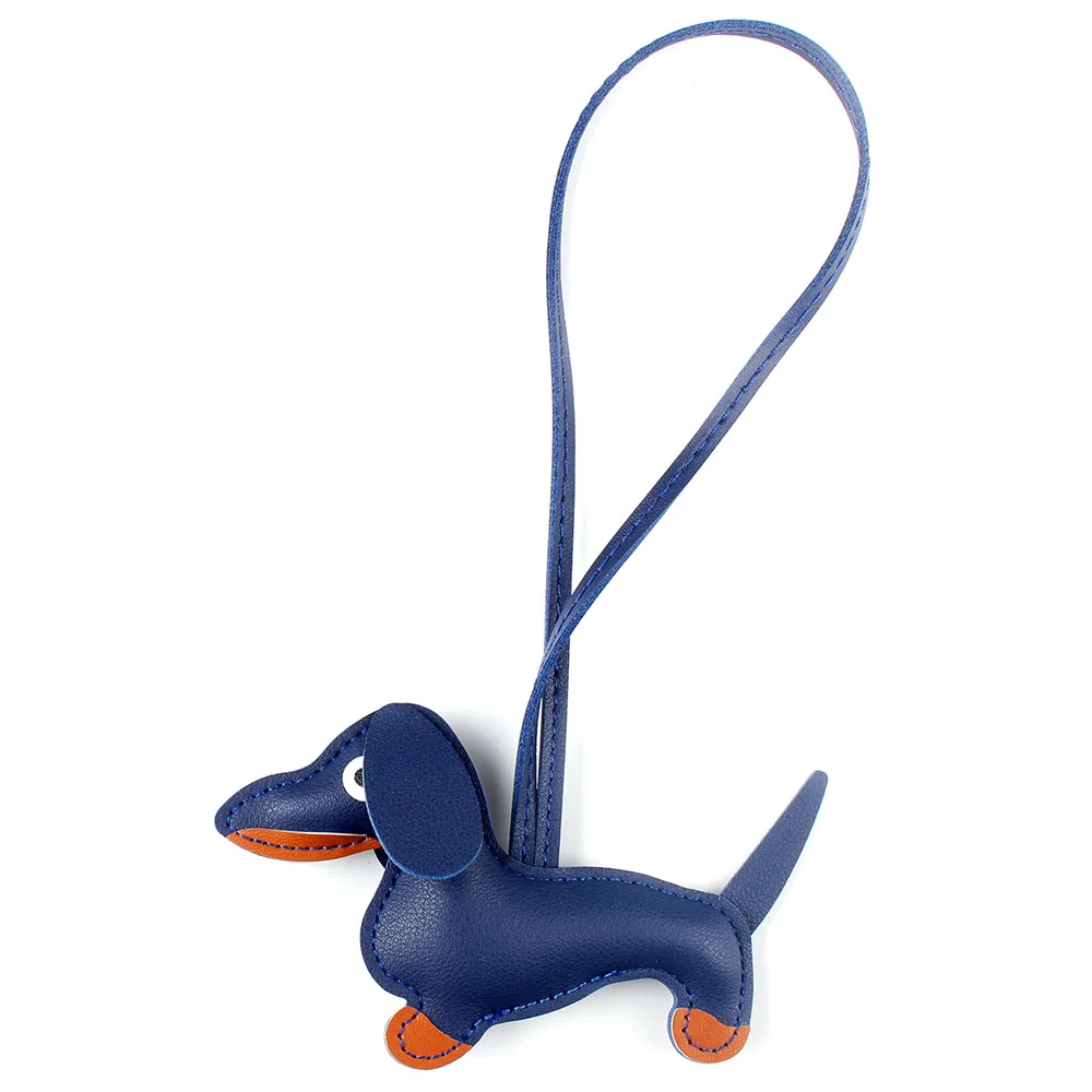Милый милый брелок для ключей из искусственной кожи в виде щенка и собаки, брелок для автомобиля, брелок для ключей для женщин и девочек, школьная сумка, очаровательные аксессуары - Цвет: BLUE