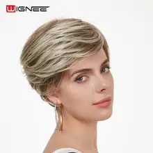Wignee Short Synthetic Wig For Black/White Women Heat Resistant Mixed Brown Straight Hair African American Short Hair Full Wigs Wignee Short Synthetic Wig For Black/White Women Heat Resistant Mixed Brown Straight Hair African American Short Hair Full Wigs