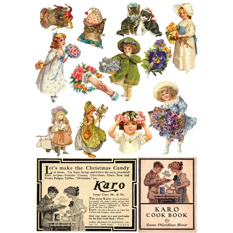 

2 pcs/lot Vintage Little Girls Decoration Mohamm Planner DIY Sticker Pack Post It Notebook Agenda Toy Stickers Scrapbooking