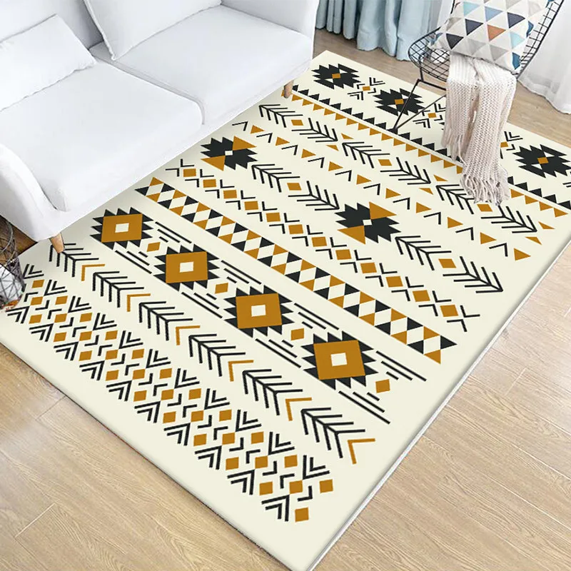 

Simple Geometric Living Room Carpet Abstract Geometric Bedroom Rug Non-slip Coffee Table Mat Polyester Non-slip Floor Mat