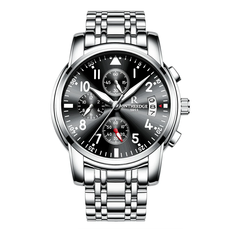 

ONTHEEDGE Men's Watches Luxury Steel Brand Quartz Wrist Watches Luminous Hands Men Male Waterproof Sport Watch Relogio Masculino