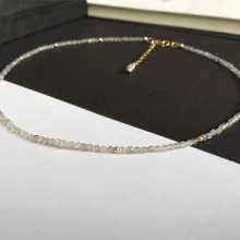 LiiJi уникальный натуральный камень лабрадорит 2-3 мм граненые бусины и 925 пробы Серебряное ожерелье 16 ''-50''
