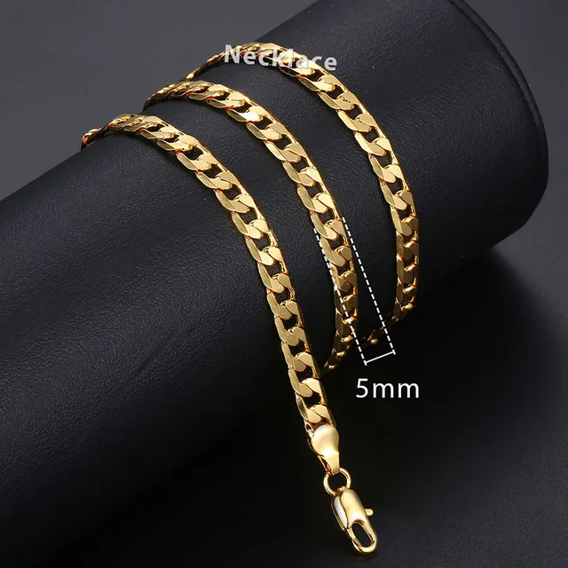 14 Styles Gold Necklace For Men Women Snake Wheat Figaro Rope Cuban ...