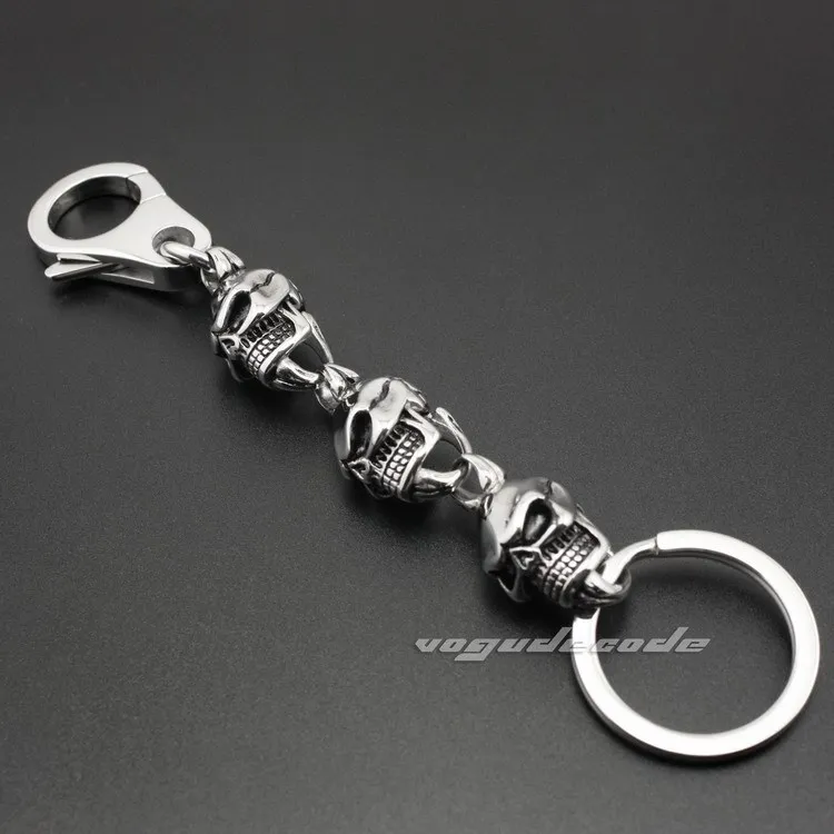 

Unique 316L Stainless Steel Skull Mens Biker Keychain 5L018KCA
