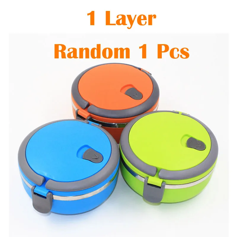 1 Layer Random Color 1-4 слоя детского питания тепловой Bento миска-контейнер коробка из нержавеющей стали изоляционный контейнер для еды комплект пищевых контейнеров - Цвет: 1 Layer Random Color
