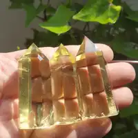 Citrine ธรรมชาติคริสตัลควอตซ์ wand point rieki healing สำหรับตกแต่งบ้าน 3 pcs