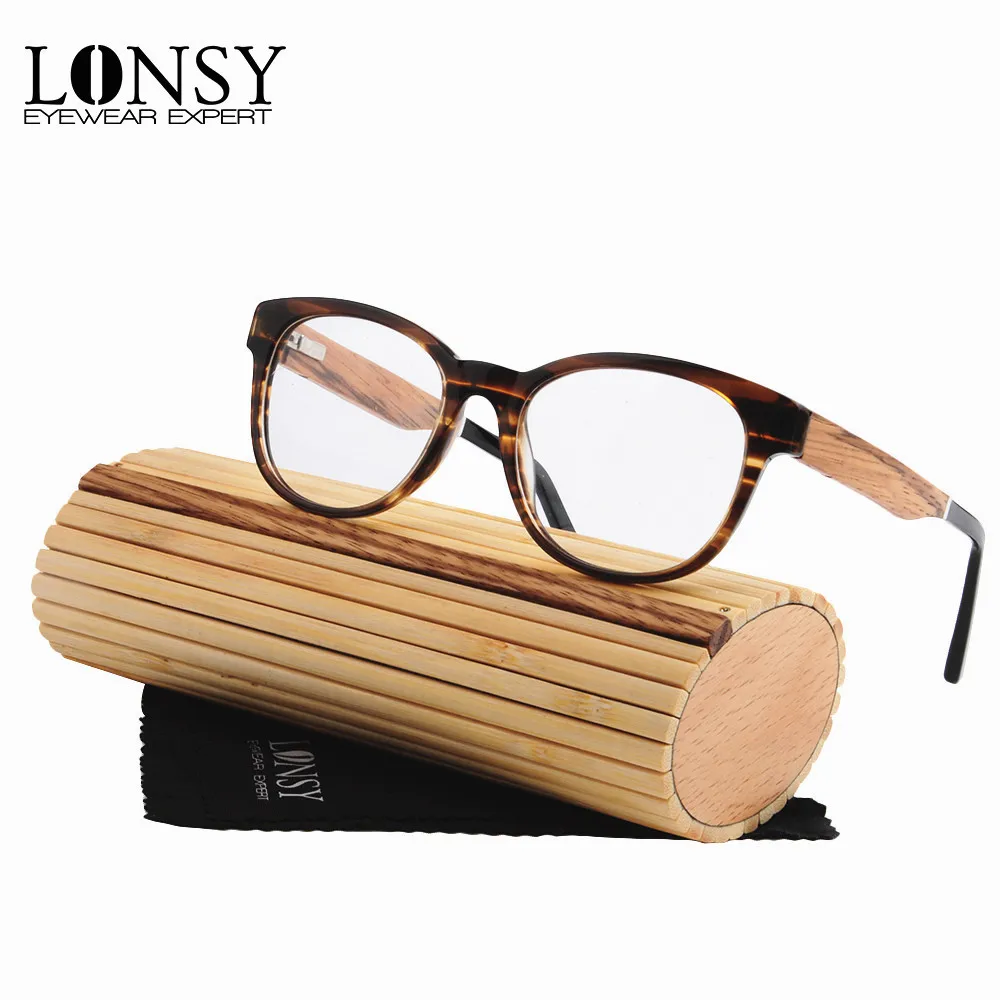 LONSY 2019 New Style Bamboo Wood Glasses Frame Women Men Top Quality
