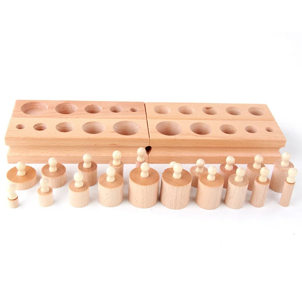 Деревянные цилиндрическая муфта игрушка Монтессори Развивающие деревянные накладные цилиндр гнездо головоломки игрушечные лошадки для