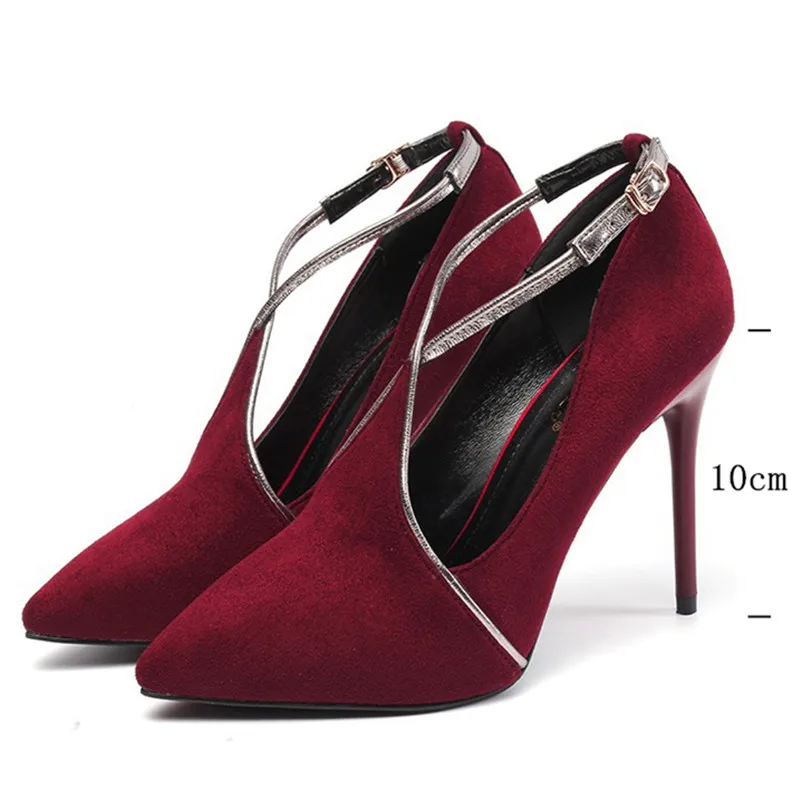Stiletto 10cm font b Women b font Pumps Sexy Pointed Toe High Heels 3 Colors Shoes
