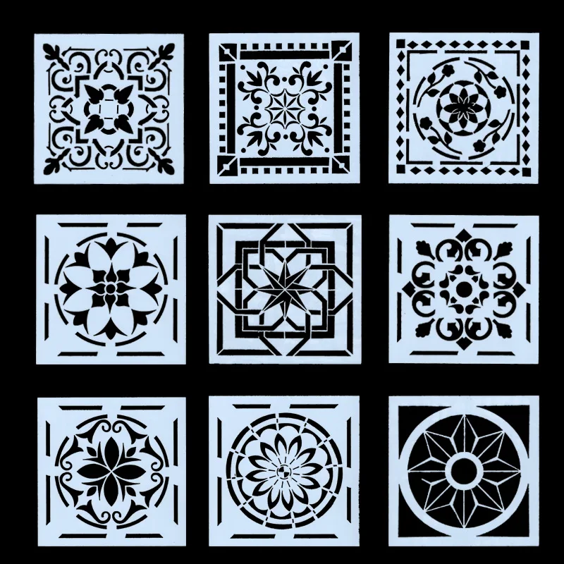 

9Pcs/lot 15cm Geometry Frame Background DIY Layering Stencils Painting Scrapbook Coloring Embossing Album Decorative Template