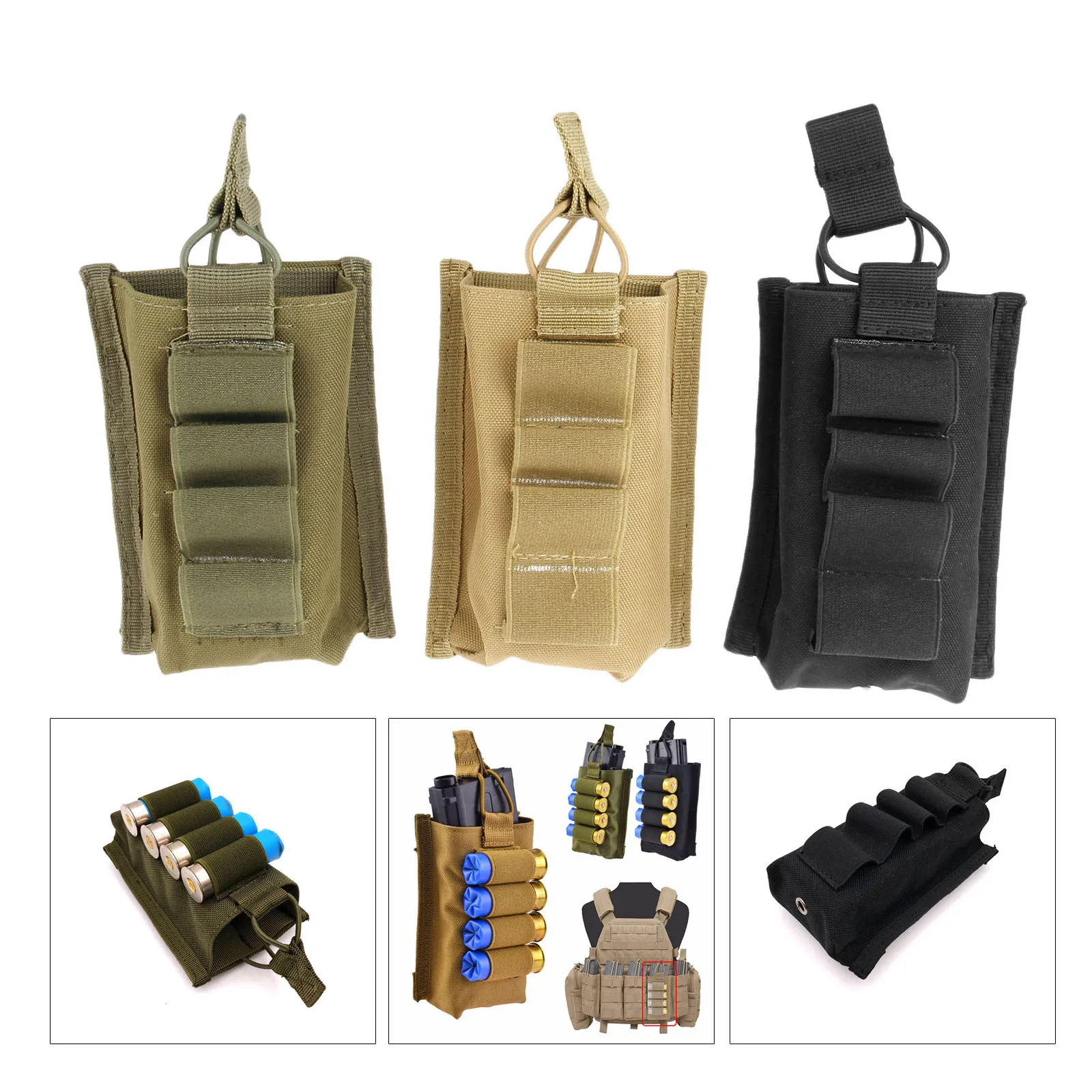 Tactical Military Molle Cartridge Bag 4 Rounds 12 Gauge Hunting Shotgun