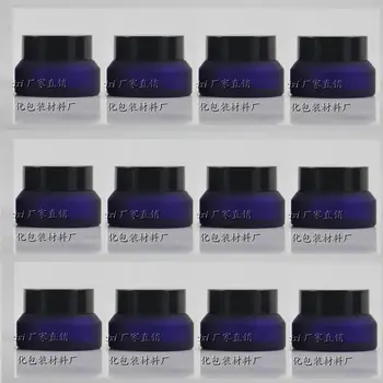 

15g blue frosted glass cream jar with black plastic lid, 15g cosmetic jar,packing for sample/eye cream,15g mini glass bottle