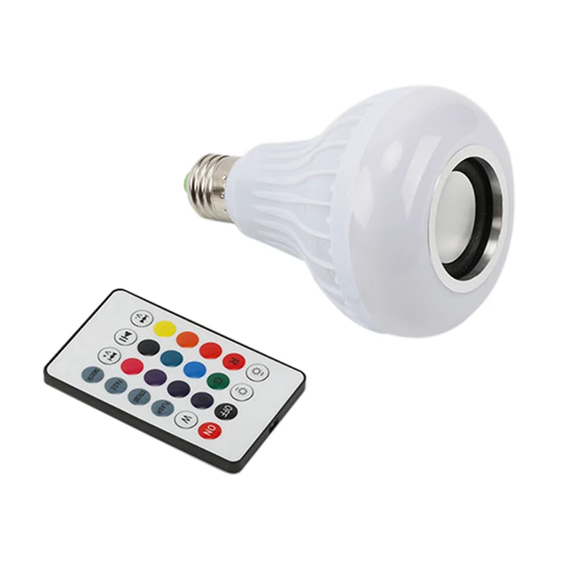 Smart RGB Bluetooth Динамик Светодиодный лампочки 7 Вт музыка играет затемнения Беспроводной светодиодный лампы с 24keys дистанционного Управление