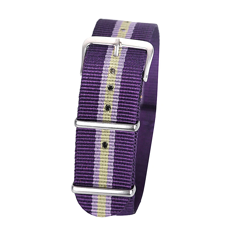 22mm purple light gray purple Sport nato fabric watch band straps
