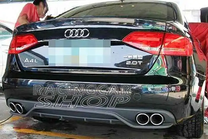 Rear Lip Diffuser Exhaust Tips Muffler End For Audi A4 B8 Non-Sline Bumper 08-12