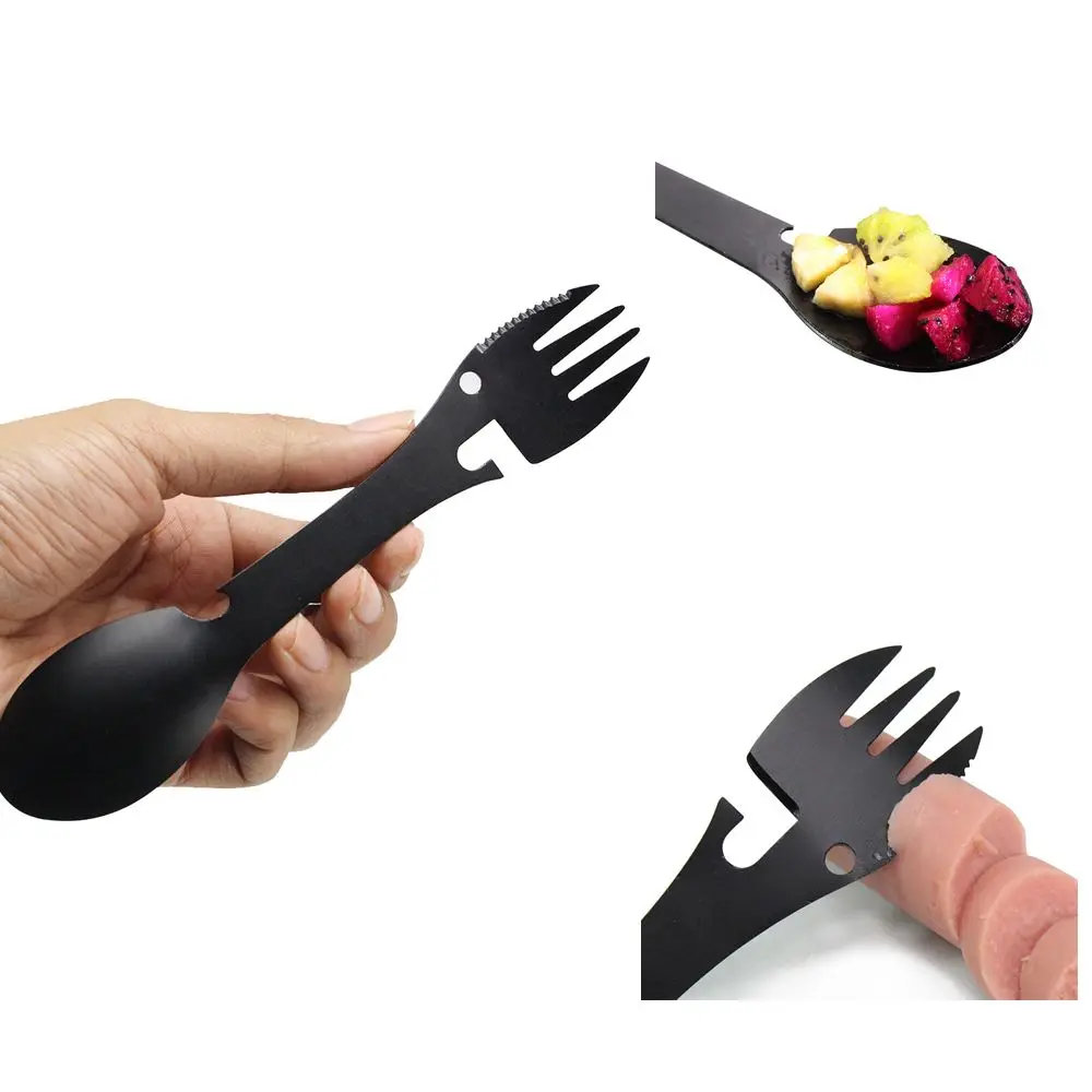 EDC Открытый Кемпинг титановая нержавеющая сталь Spork Кемпинг Сверхлегкий вилка нож выживания титановая Spork Столовые приборы вилка ложка