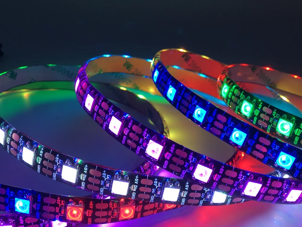 1 м 2 3 4 5 WS2812B 30/60/74/96/144 светодиодов/m цветных (RGB) светодиодных лент WS2812 5050SMD