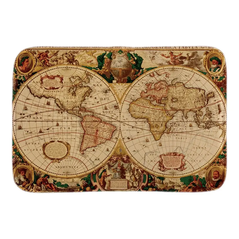 Home Decor Doormats With World Map Colonial Town Soft Lightness font b Indoor b font Outdoor