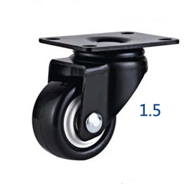 

4PCS/Lot 1.5 Inch Black Swivel Flat Casters Sofa Baby Bed Trolley Wheels Load-Bearing 50kg Furniture PU Rubber Castors