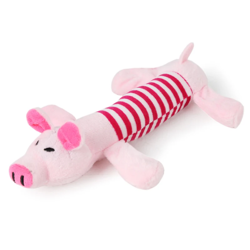 DRESSPET Pet Dog Toys Squeak Interactive piggy elephant duck Funny Plush Chew Toys For Small Dogs Puppy 101 (4)