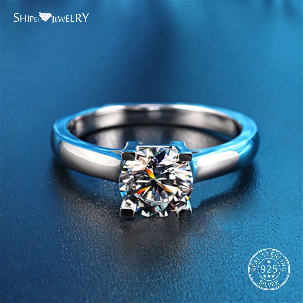 ShiPei 925 пробы серебряные ювелирные изделия 2ct создан муассианит обручальное кольцо для женщин мужчин Подарок на годовщину