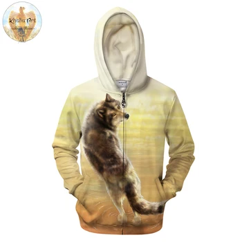 

Where it all began By KhaliaArt Wolf Zip Hoodie Men 3D Zipper Hoody Casual Sweatshirts Animal Tracksuits Brand Pullover DropShip