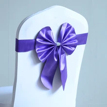 Фиолетовый цвет Председатель sash Бабочка Стиль галстук-бабочка стрейч sash лайкра Группа спандекс крышка стула створки для свадеб