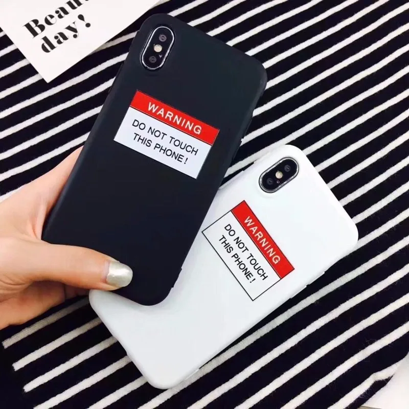 

Cute Letter Warning Soft Silicone Case For iPhone XR XS Max X Case Protective TPU Rubber Cover For iPhone 7 8 6 6s plus Case